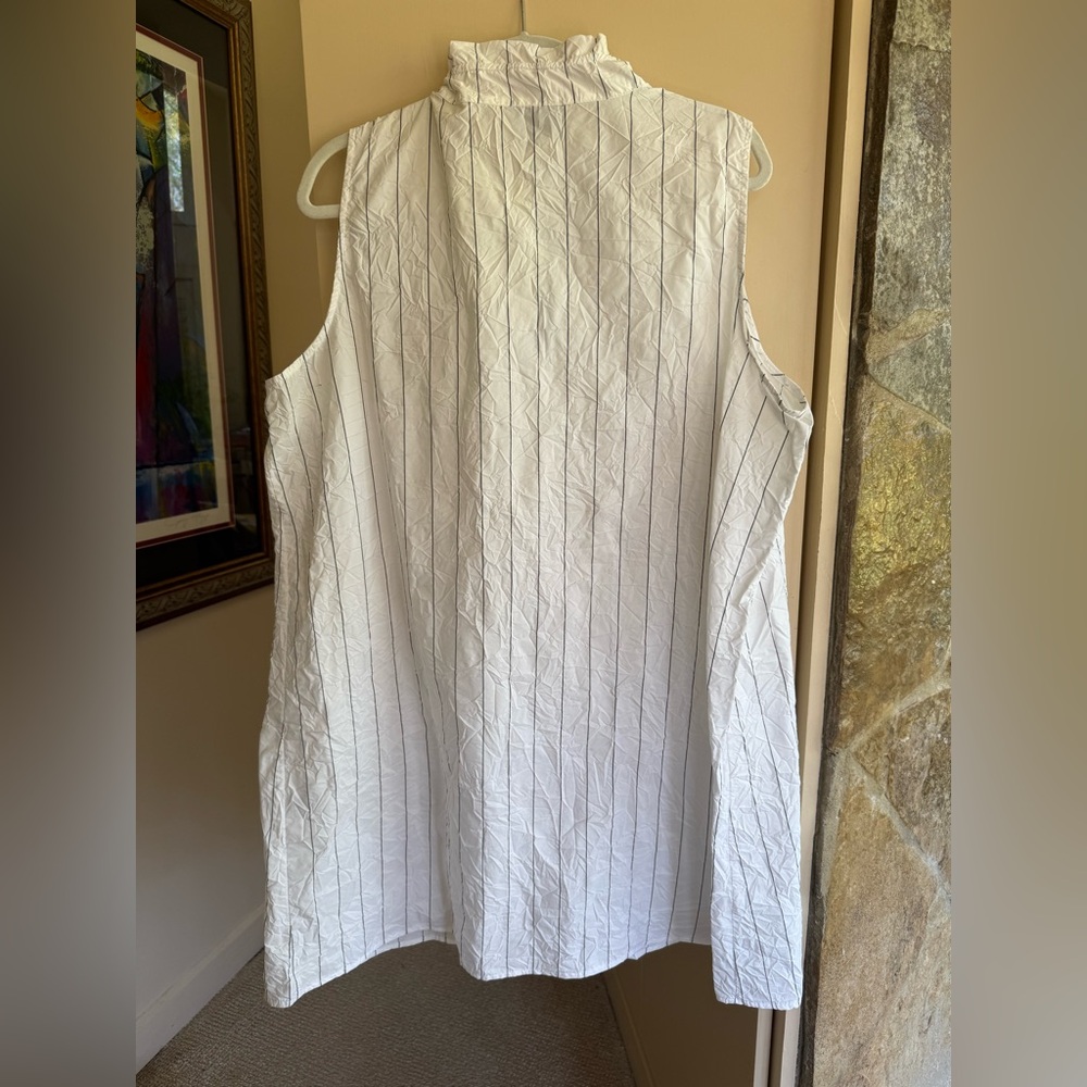 Chalet et Cie Sleeveless Pinstripe Crinkle Fabric Tunic - Picture 3 of 3